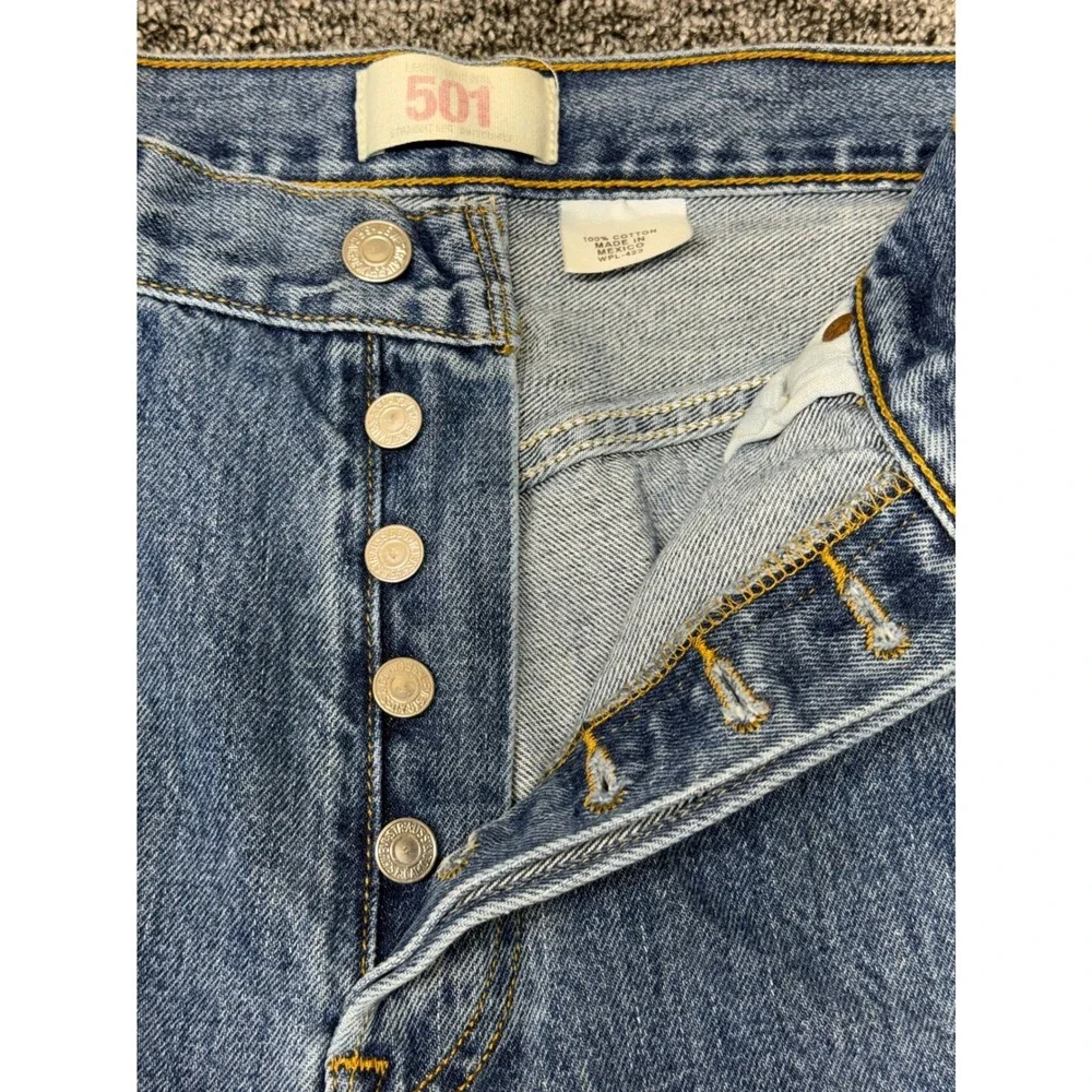 Levis 501 Original Fit Mens Jeans Medium Wash Blue Straight Leg Button Fly 34X34